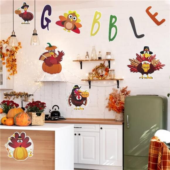 11 Pcs Thanksgiving Yard Signs Gobble Turkey Yard Signs with Stakes Fall - Picture 7 of 8
